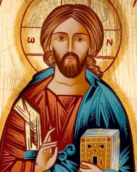 Ikone "Pantokrator" segnender Christus, 18 x 22 cm