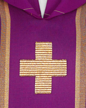 Kasel violett 3 Kreuze gestickt, Innenstola