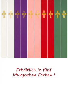 Priesterstola mit gestickter Kreuzsymbolik weiß