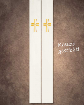 Priesterstola mit gestickter Kreuzsymbolik weiß