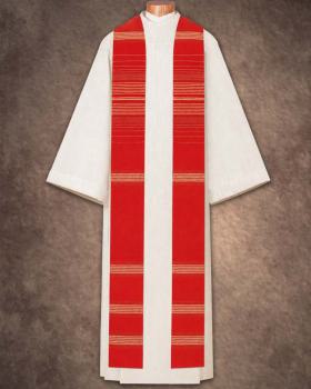 Priesterstola rot 150 cm Goldfädeneinwebe Wolle/ PE