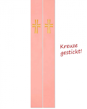 Priesterstola mit gestickter Kreuzsymbolik, rosa