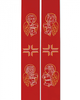 Stola rot, Stickerei 4 Evangelisten, gefüttert 160 cm