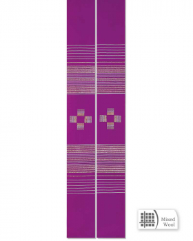 Priesterstola violett mit offenem Blockkreuz 140 cm lang