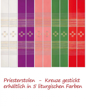 Priesterstola weiß mit Kreuzsymbol 140 cm lang