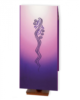Pultbehang violett mit  Fisch und Brot