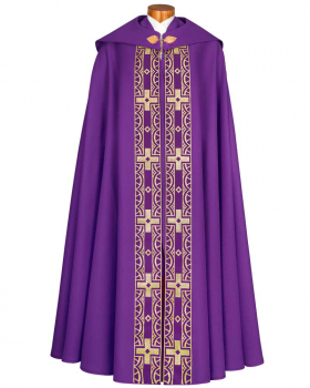 Nikolaus - Rauchmantel violett mit schlichtem Kreuzdekor