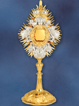 Reliquiar versilbert vergoldet 31cm hoch