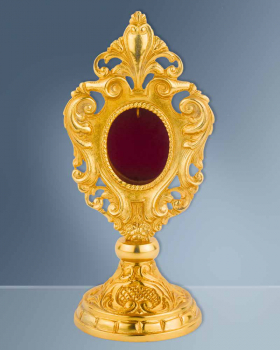 Reliquiar 15,5 cm vergoldet mit Ornamentik