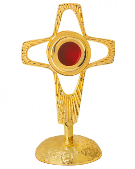 Reliquiar Kreuz durchbrochen vergoldet 19 cm hoch