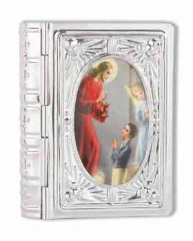 Buchdose für Rosenkranz Jesus mit Jungen 6 x 4,5 cm