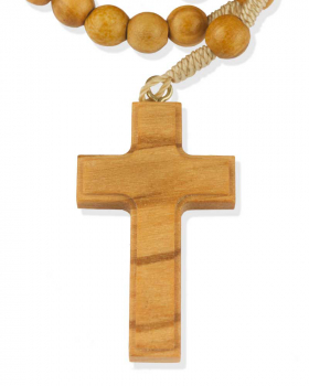 Rosenkranz aus Olivenholz Kreuz 4 cm