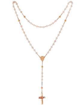 Preview: Rosenkranz  rose gold mit Rosenquarz 48 cm lang