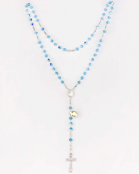 Rosenkranz 925er Silber Swarovski-Kristall hellblau