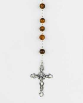 Rosenkranz Holz dunkel Kreuz 5 cm versilbert