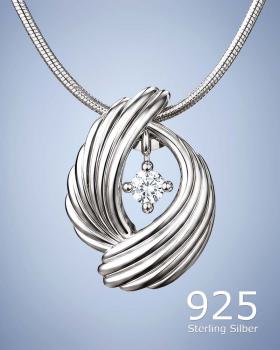 Preview: Evrah Anhänger 17x12 mm Sterling Silber rhodiniert Zirkonia