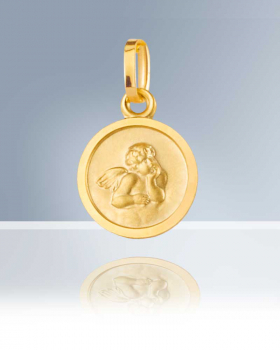 Schutzengel Anhänger gold Medaille 10 mm Ø