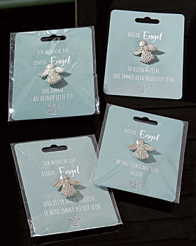 Anstecker Engel Set 4 Stück 3 x 3 cm mit Sprüchen