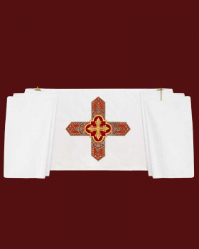 Segensvelum weiß / rot 300 x 50 cm mit Kreuz