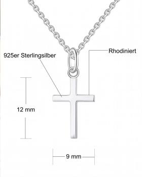 Preview: Kreuzanhänger 9x13 mm 925 Sterling Silber mit Kette