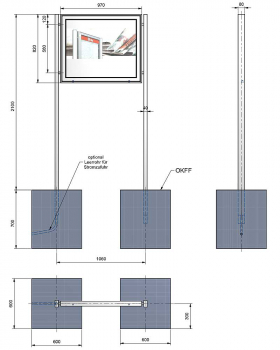 Schaukasten für Außenbereich, 970 mm x 820 mm