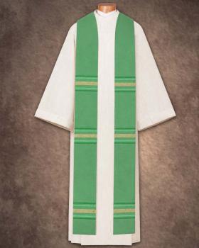 Priesterstola grün, Handwebstoff, Streifendesign 150 cm lang