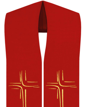 Priesterstola rot 135 cm mit gold gestickter Kreuzsymbolik