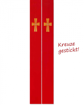 Priesterstola mit gold gestickter Kreuzsymbolik, rot
