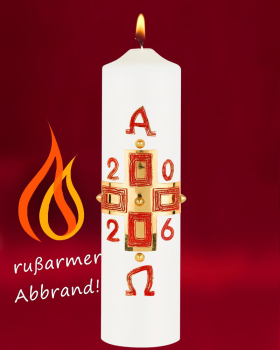 Preview: Osterkerze 300x80 mm goldenes Kreuz mit Nägeln