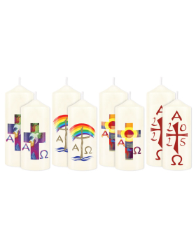 Osterkerze 150 x 60 mm Tischkerze Regenbogen
