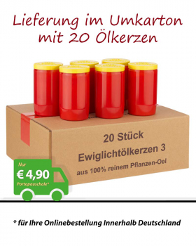 20 Grablichter rot 3 Tage Monulux 100 % Pflanzenöl