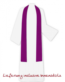 Rauchmantel violett mit gesticktem Kreuzstab