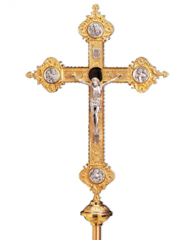 Vortragekreuz vergoldet, im barockem Stil