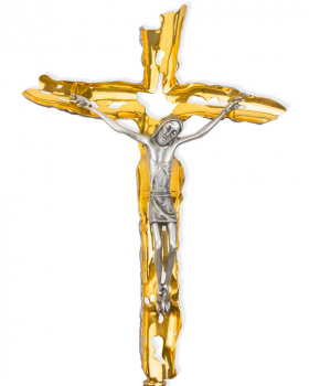 Vortragekreuz Messing versilbert und vergoldet