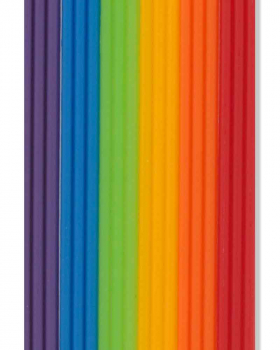 Rundstreifen aus Wachs 2 x 230 mm in Regenbogenfarben