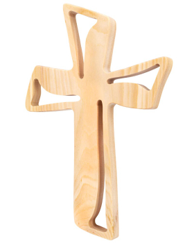 Wandkreuz aus Zirben-Holz durchbrochen 13,5 x 21 cm