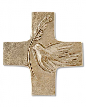 Kreuz Silberbronze 8,3x8,6 cm Friedenstaube