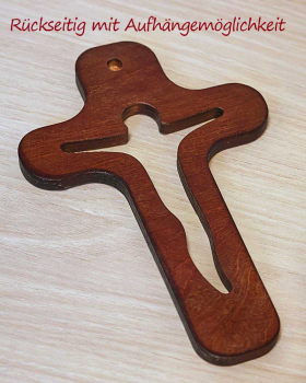 Holzkreuz dunkel, 12 x 18 cm Korpus durchbrochen