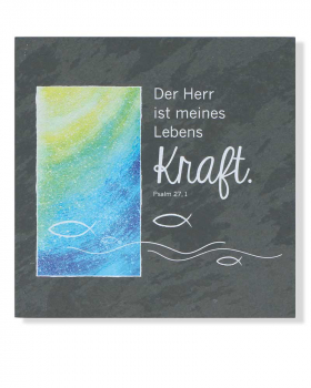 Schieferplatte " Kraft " 14,5 x 14,5 cm Wasser & Fisch