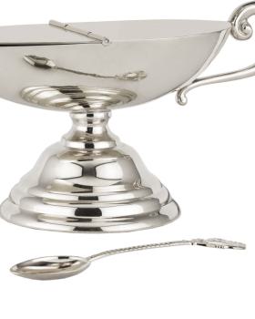 Preview: Schiffchen Messing vernickelt 13 cm lang 11 cm hoch