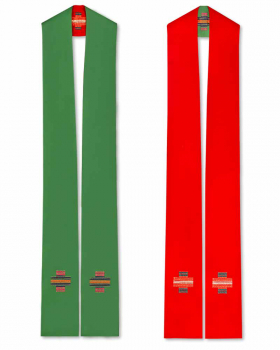 Doppelstola rot und grün  mit besticktem Kreuz