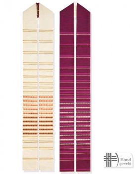 Langstola weiß/violett 160cm lang aus Handwebstoff mit Lurex