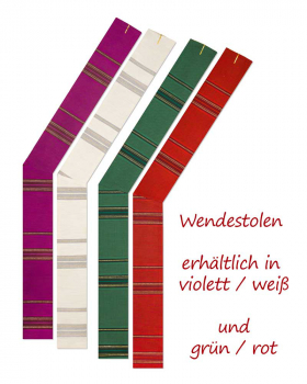 Diakonstola Handwebe weiß/violet