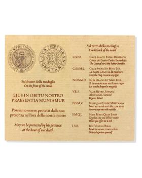Preview: St. Benedikt Medaille 10 cm Ø Messing patiniert