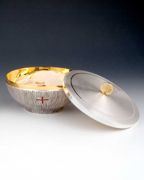 Ziborium versilbert 14 cm Ø mit IHS