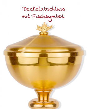 Ziborium matt vergoldet 12 cm Ø, mit Deckel 22 cm hoch
