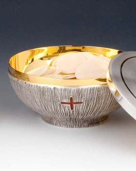 Ziborium versilbert 14 cm Ø mit IHS
