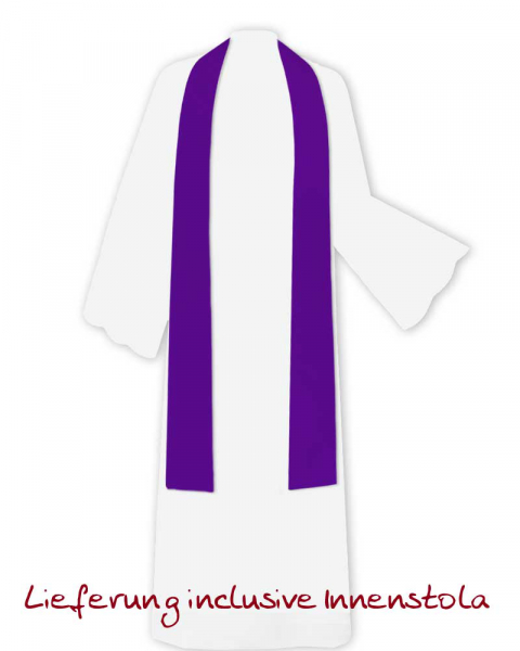 Kasel violett, Mittelstab Samt mit drei gestickten Kreuzen