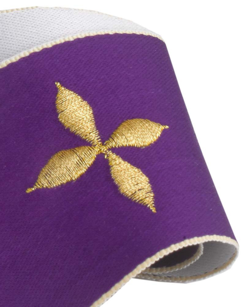 Versehstola violett/weiß mit Fransen 5 cm breit