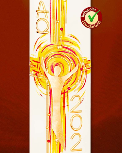 Osterkerze 800 x 80 mm Flammenkreuz & Nägel